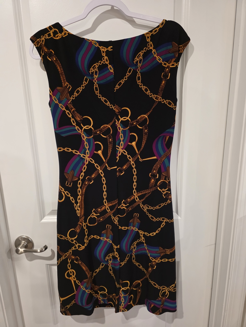Lauren Ralph Lauren Gold Chain Equestrian Belts Sleeveless Dress